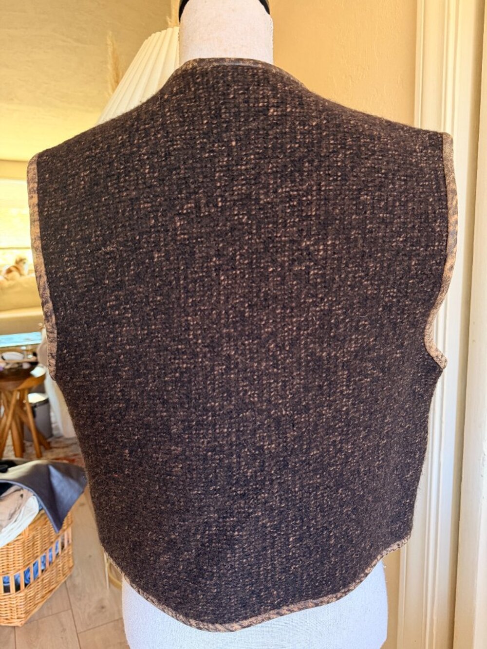 Rare Vintage German Wool Leather Vest Alpine Core Euro Heritage - Picture 4 of 4